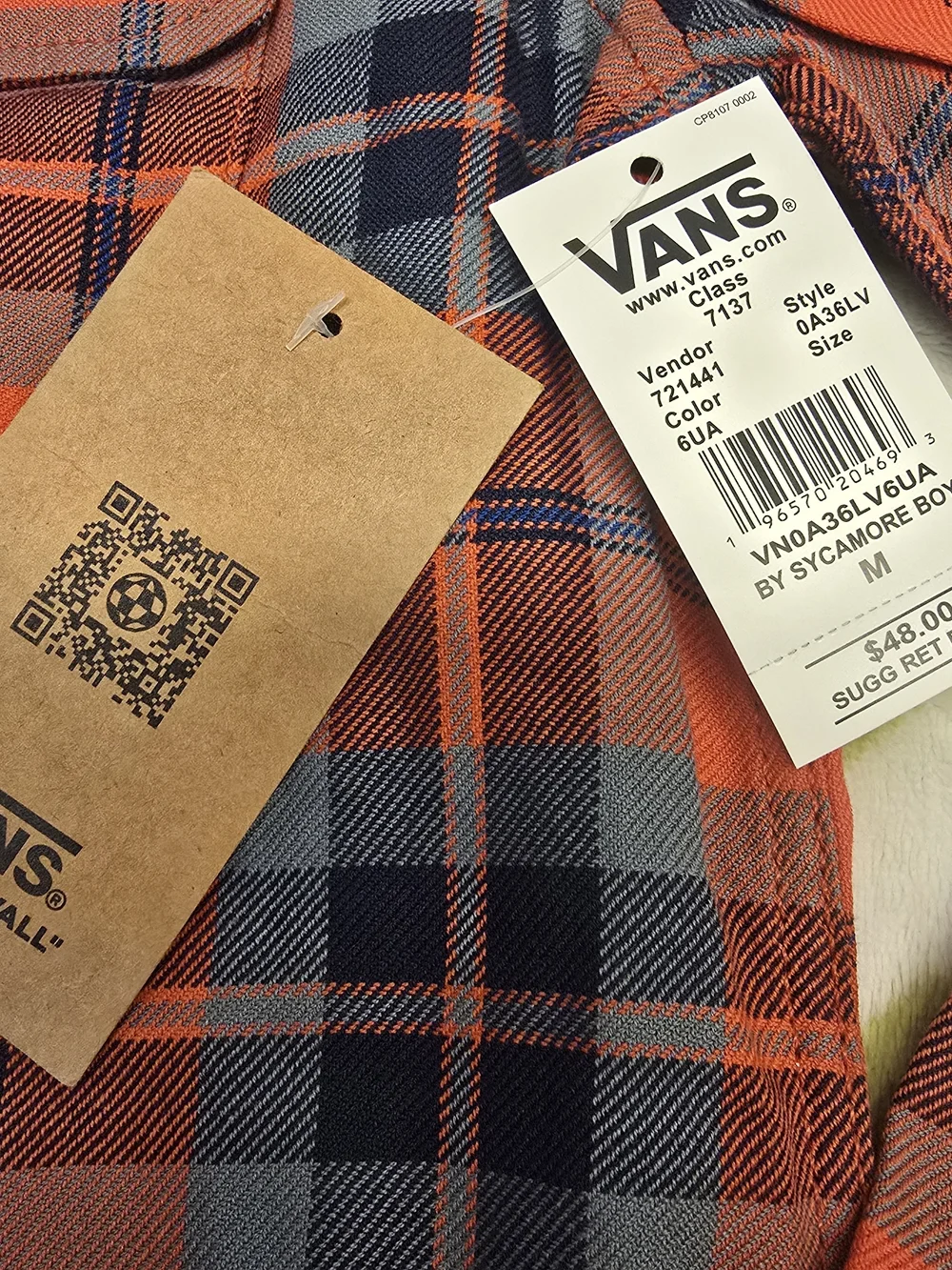 Vans Kid's Red Plaid Flannel Shirt Size Medium